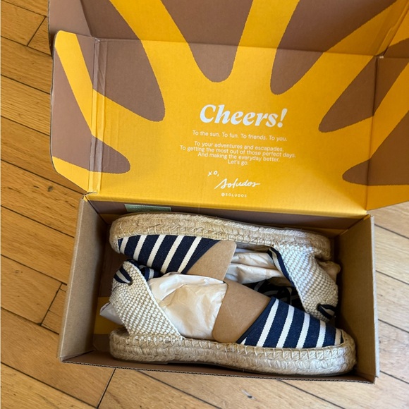 Soludos Lace Up Striped Espadrille NWT Sz 8 - Picture 3 of 4